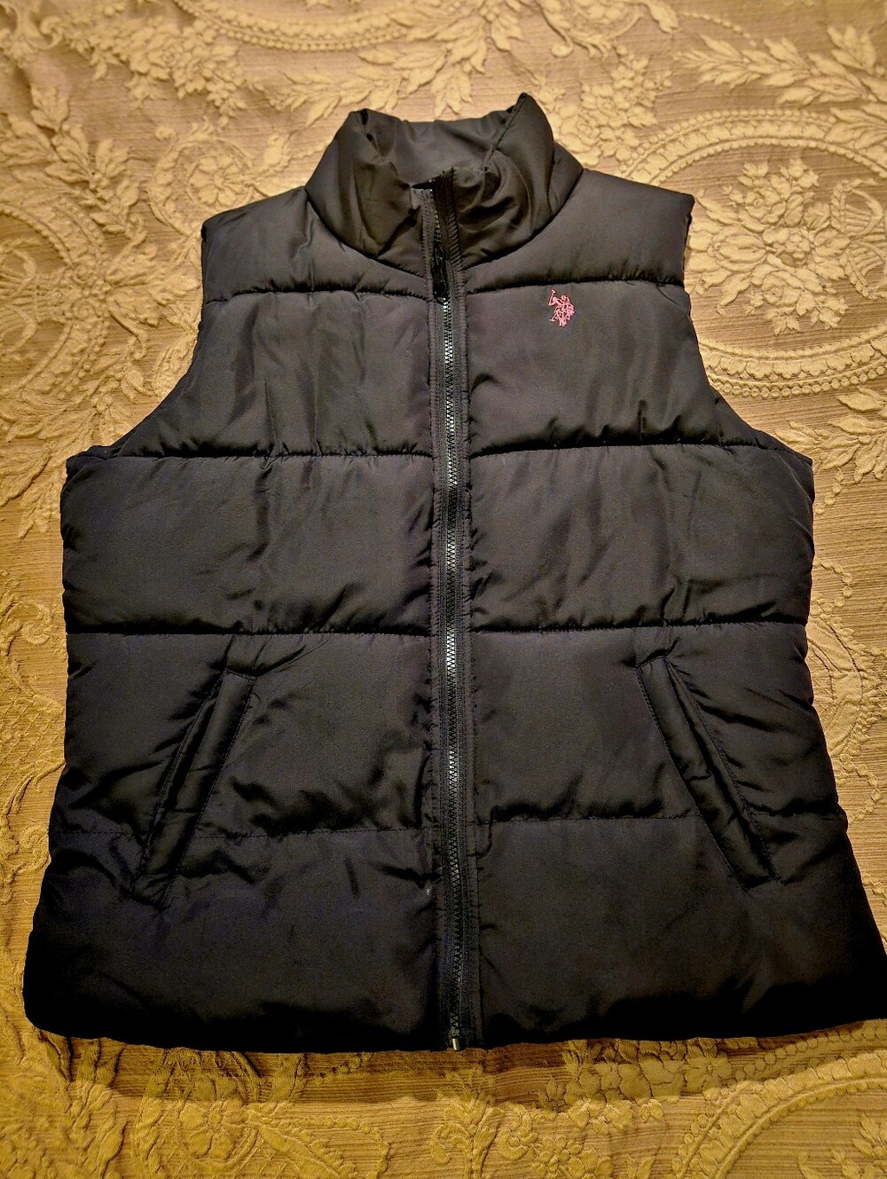 RALPH LAUREN US POLO Black Puffer Vest with Iconic Logo